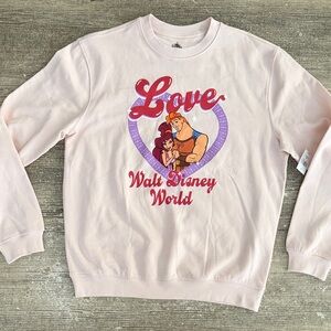 NWT Walt Disney World Hercules and Meg light pink graphic crewneck sweatshirt